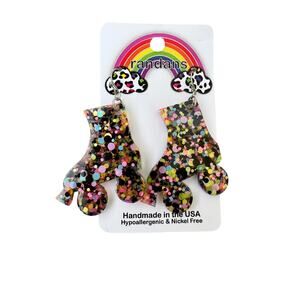 Randan Roller Skate Earrings Glitter Confetti Acrylic Boutique Retro Cute